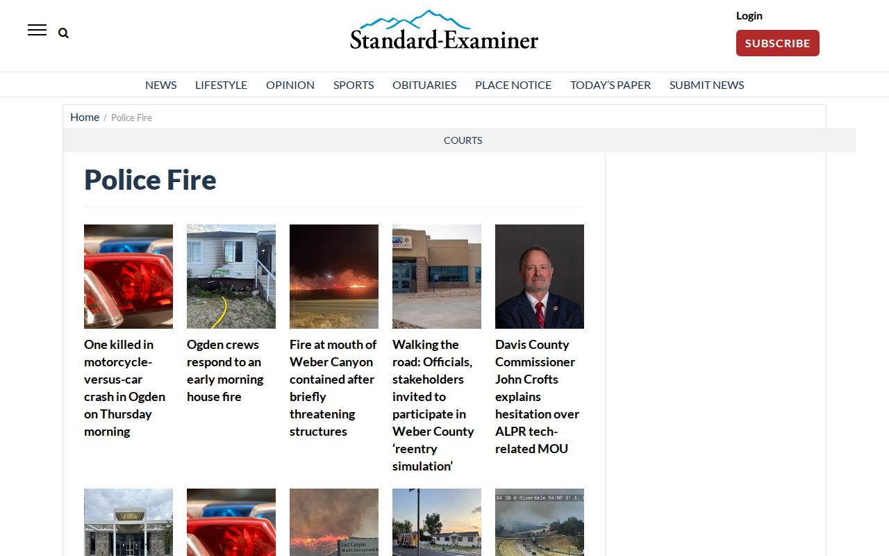 Morgan County crime-news records source, Standard-Examiner Police and Fire category