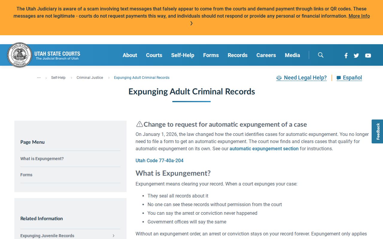 Utah expungement guidance for Morgan County booking record questions